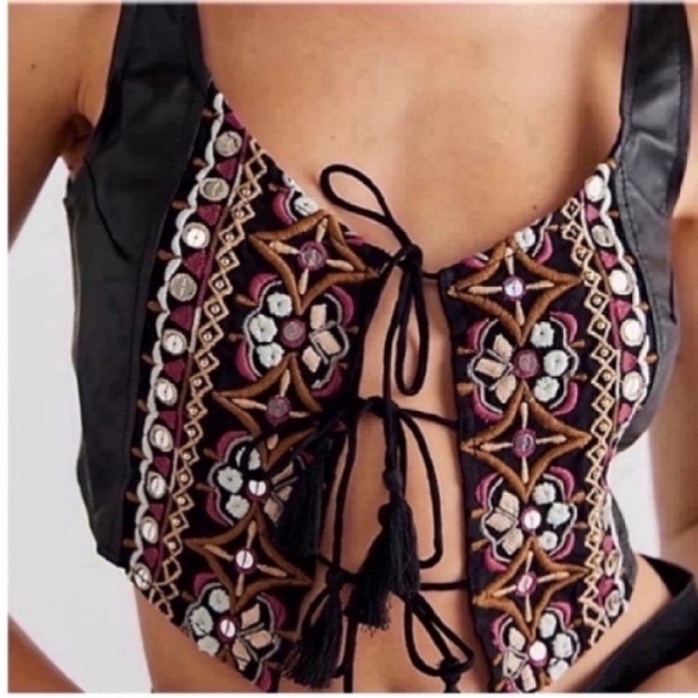 Free People Jade Crop Top XS NWT free people crop top free people leather top